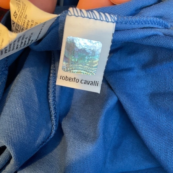 Roberto Cavalli Men's Royal Blue Medium Graphic Print Crewneck T-Shirt - Picture 8 of 11